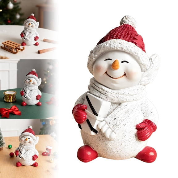 Snowman Resin Figurines for Desktop Display Home Tabletop Decorative Ornament