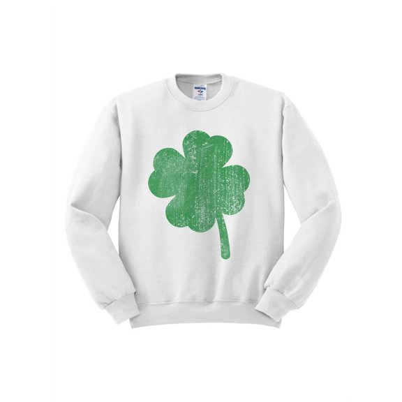 Vintage Shamrock St. Patrick's Day Sweatshirt 2X-Large White