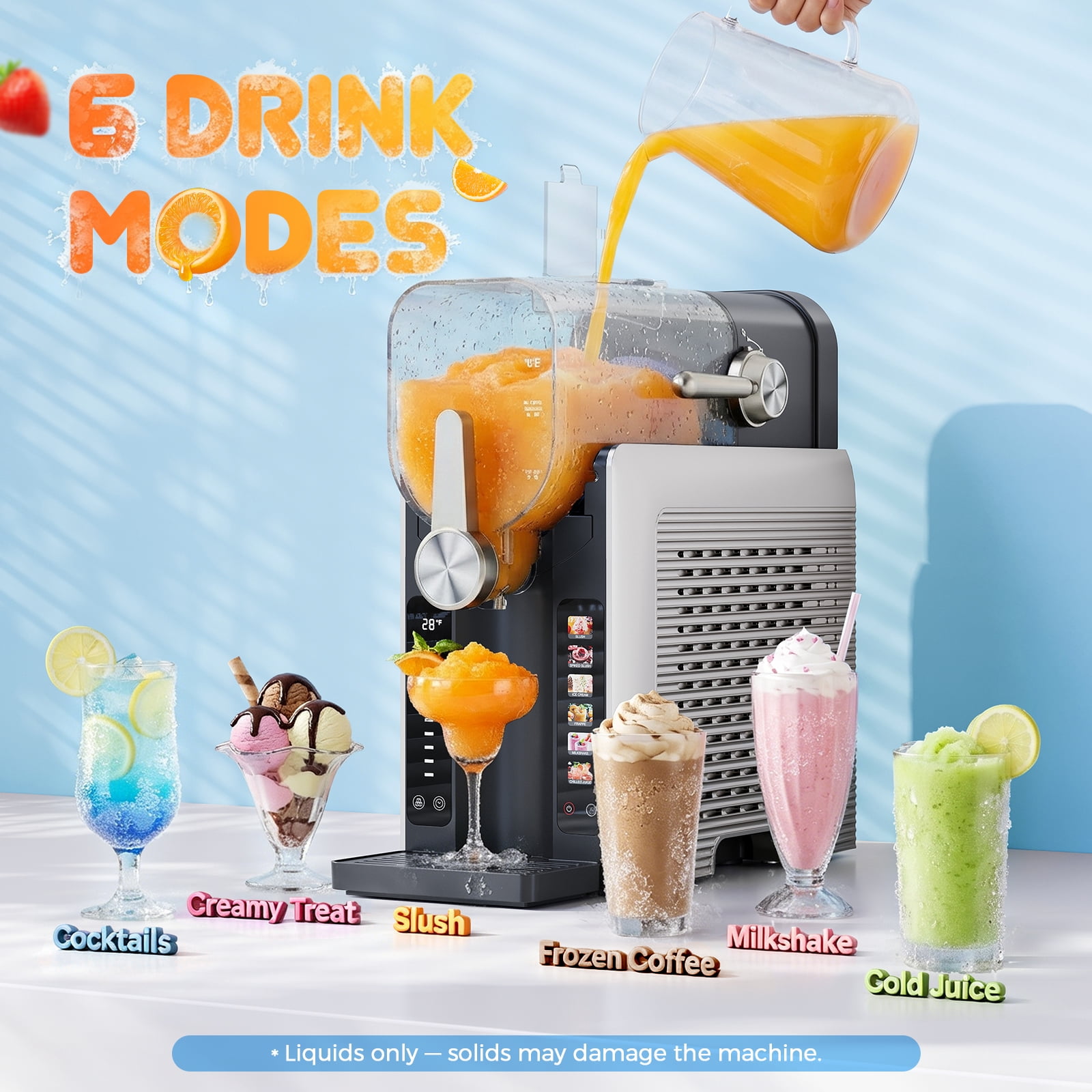 1.6L Slushie Machine & Soft Serve Ice Cream Maker with Rapid Freezing, Frozen Drink Machine, Slushie Maker, Margarita Machine for Home