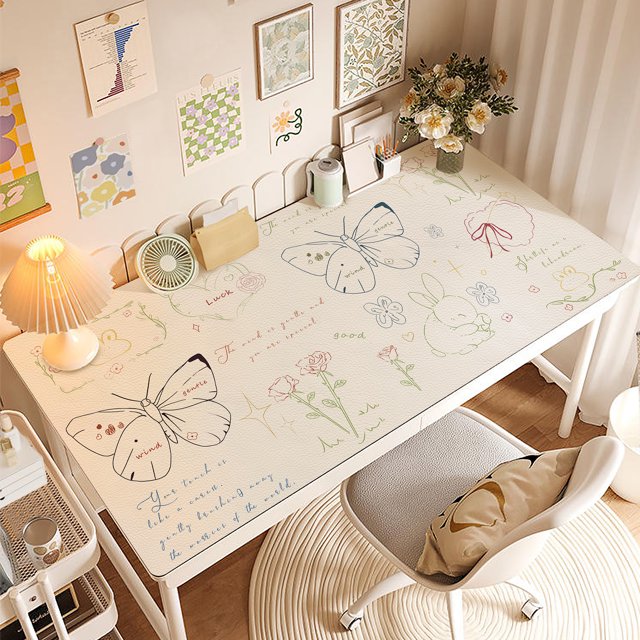 W1TY Children‘s Desk Mat Student Writing Desk Desktop Leather Tablecloth Light Luxury Manicure Dressing Table