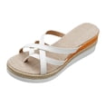 thumbnail image 7 of Espadrilles for Women Bow Slide Sandals Strappy Wedge Platform Heels Casual Summer Dressy Flip Flops White Size 8.5, 7 of 7