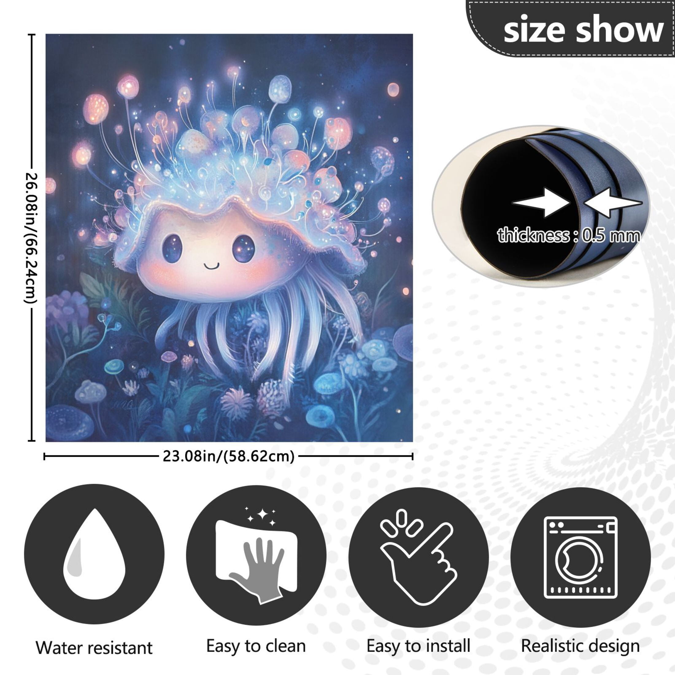 Dishwasher Magnetic Sticker 23x26 Inch Refrigerator Magnetic Sticker Washing Machine Magnetic Sticker Kitchen Panel Magnetic Sticker Home Decor Super Cute Jellyfish