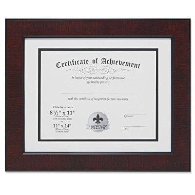 Mahogany Lawrence Frames Dual Use Faux Burl 11 by 14-Inch Certificate Picture Frame with Double Bevel Cut Matting for 8.5 by 11-Inch Document