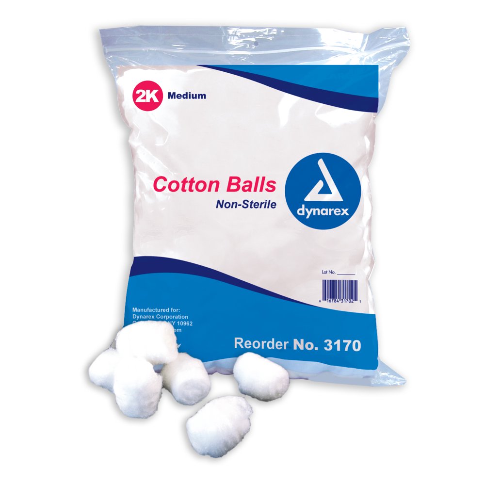 Dynarex Cotton Balls Medium 1 Bag of 2000 Balls