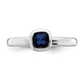 thumbnail image 4 of 925 Sterling Silver Stackable Expressions Cushion Cut Cr. Sapphire Ring Size: 7; for Adults and Teens; for Women and Men, 4 of 5