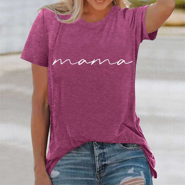 MKLEKYY Camisetas Mujer Camisetas Casuales De Moda Para Mujer, Con Cuello Redondo, Estampadas, De Verano, De Manga Corta, Holgadas E Informales Talla XXXL
