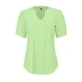 thumbnail image 5 of T Shirts For Women Womens Tops V Neck Tops Puff Short Sleeve T Shirt Pleated Floral Printed Tunic Blouse Shirts, 5 of 7