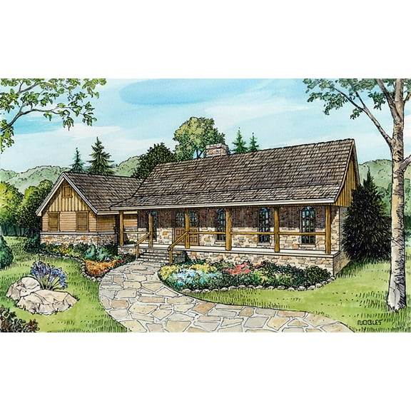 010-206: Traditional Farmhouse 3 Bed, 2 Bath Luxury Home Plan, 1917 Sq Ft: Full Blueprints with License to Build by Home Plan Marketplace - Lesuto