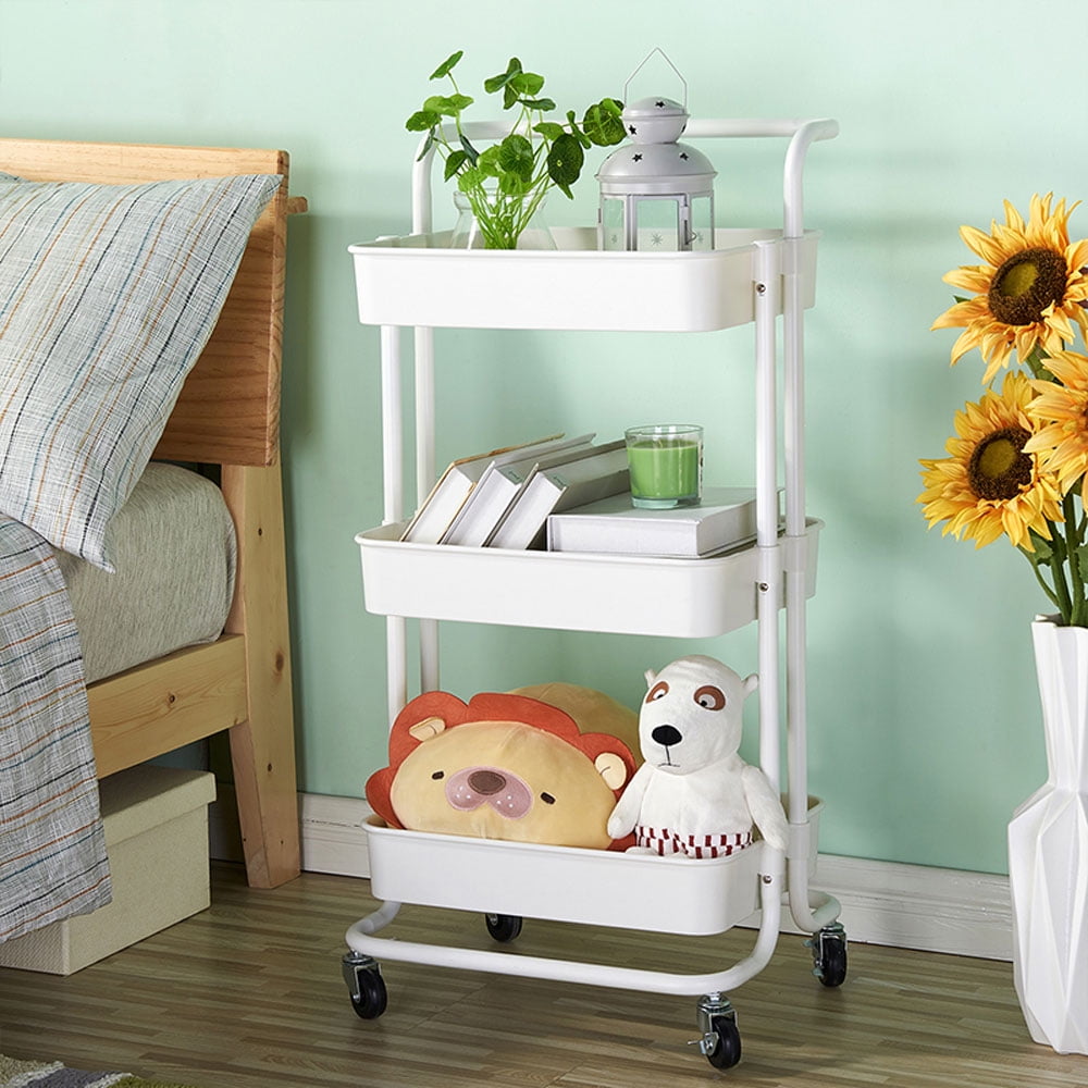 Lowestbest 3-Tier Storage Utility Cart, Mobile Shelving Unit Organizer with 4 Wheels for Home Kitchen Office Lowestbest 3-Tier Storage Utility Cart, Mobile Shelving Unit Organizer with 4 Wheels for Home Kitchen Office