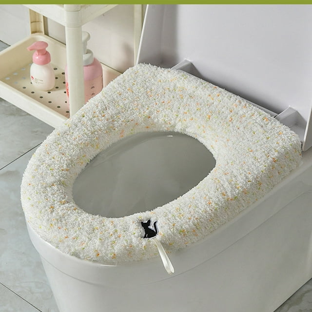 Boovnll Coussin de Siège de Toilette en Polyester Coussin Chaud Coussin de Siège de Toilette Tapis de Toilette Coussin Chauffant Housse de Couvercle de Toilette