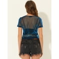 thumbnail image 4 of INSPIRE CHIC Mujer Sexy Chaleco Camiseta de Manga Corta Camiseta Transparente Chaleco Camisa de Malla brillante Azul XL, 4 of 5