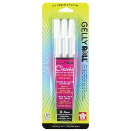 White Gel Pen - Gelly Roll White Medium Point Gel Pen 3-Pack