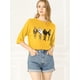 thumbnail image 3 of INSPIRE CHIC Camiseta Suelto Con Hombros Descubiertos Y Mangas 3/4 Para Mujer Amarillo XL, 3 of 6