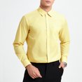 thumbnail image 6 of HISDERN Yellow Button Down Shirts for Men Casual Long Sleeve Shirt for Wedding & Business, 6 of 10