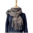 thumbnail image 4 of Bibifish Womens Classic Houndstooth Scarf Fringed Hem Warm Stylish Neck Wrap for Winter & Fall windproof soft scarf trendy fall winter outfit, 4 of 4