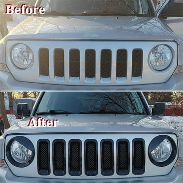 Furulu 1Pair Front Angry Eyes Style Light Headlight Trim Cover For Jeep Patriot 2011-2017