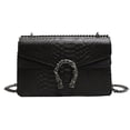 thumbnail image 1 of Bolso Bandolera De Noche Para Mujer Brillar Estampado De Serpiente Con Correa De Cadena Negro, 1 of 5