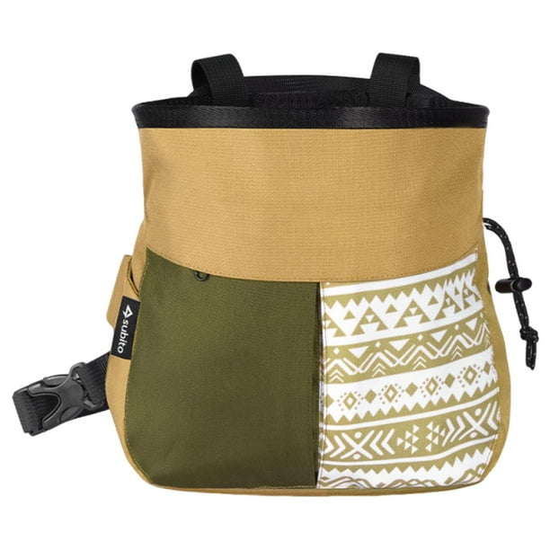 Bolsa de magnesio para escalada, equipo de escalada compacto, multifuncional, cinturón ajustable Caqui pequeño