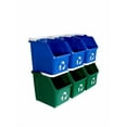 thumbnail image 6 of Multi Recycling System with Three Stackable 6 Gallon Bins to Build Your Recycling Center for Offices, Homes, Garages, Businesses (6 Pack, Blue/Green), 6 of 9