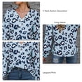 thumbnail image 5 of Camisa Mujer Manga Larga Estampado Leopardo Cuello V Jersey Botones Decoración Suelta Elegante Mujer Top Azul XL, 5 of 5