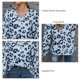 thumbnail image 5 of Camisa Mujer Manga Larga Estampado Leopardo Cuello V Jersey Botones Decoración Suelta Elegante Mujer Top Azul XL, 5 of 5