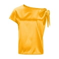thumbnail image 4 of Summer Womens Tops Shirts 2026 Fashion Plus Size Off Shoulder Silk Tops Casual Short Sleeve Asymmetrical Neck Satin Blouse Shirts, 4 of 6