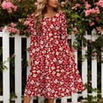 thumbnail image 6 of Baikeli Womens Boho Floral Printed Midi Dresses 2026 Summer Casual Sundresses Loose Flowy Bohemian Beach Vacation Dresses Red XXL, 6 of 8