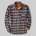 thumbnail image 3 of XMMSWDLA Deals Clearance Mens Plus Top Plaid Padded Shirts Casual Long Sleeve Button Down Lapel Jackets Slim Fit Winter Warm Tops Blouse, 3 of 4