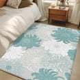 thumbnail image 4 of Turquoise White Floral Area Rug 4x6 FT, Non Slip Kids Room Carpet, Elegant Chrysanthemum Farmhouse Washable Soft Floor Carpet Non-Shedding Throw Rug for Dorm Kitchen Study Room Home Office Bedside, 4 of 9