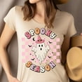 thumbnail image 4 of Spooky Season Ghost Shirt | Pink Witch Hat Halloween Tee, White, Size M, 4 of 6