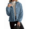 thumbnail image 3 of Jackets for Women Long Sleeve Comfy Warm Button Down Zip Up Stand Collar Plus Size Winter Clothing Blue XL, 3 of 7