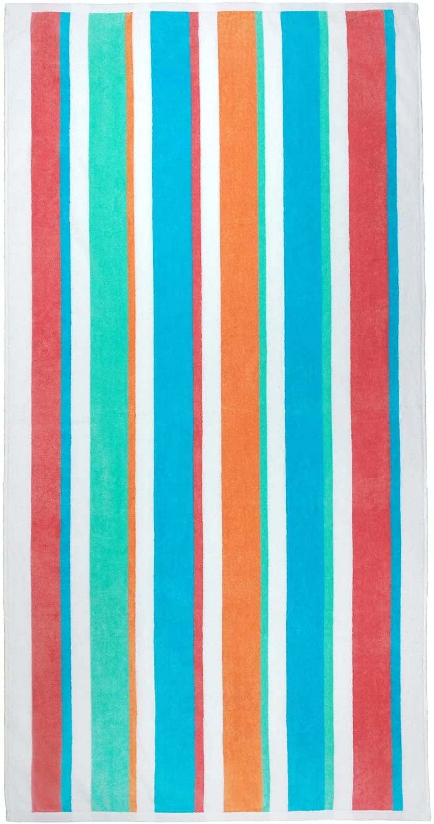 Kaufman 24 Pack 100% Cotton Multicolor Joey Cabana Stripe Beach Pool Towel 32" x 62"