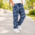 thumbnail image 2 of uvwlwu Kids Boys Camo Print Long Cargo Pants Elastic Drawstring Waist Casual Bottoms with Large Side Pockets for Outdoor Activities,13-14 Years, 2 of 5