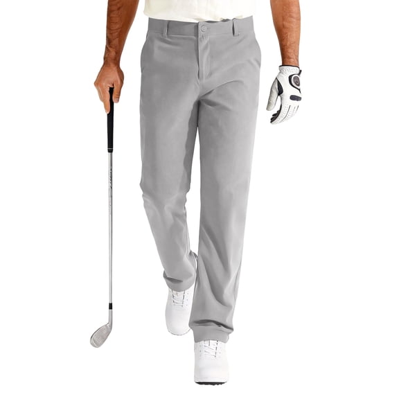 Dresfit Mens Dress Pants Uncuffed Big and Tall Golf Sweatpants Casual 2026 Relaxed Fit Baggy Chinos Trousers Elastic Waist Bussiness Sweat Pants Light Gray L