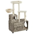 thumbnail image 5 of Yaheetech Litter Box Enclosure with Condo, Perch, Scratching Posts, Greige/Beige, 5 of 7