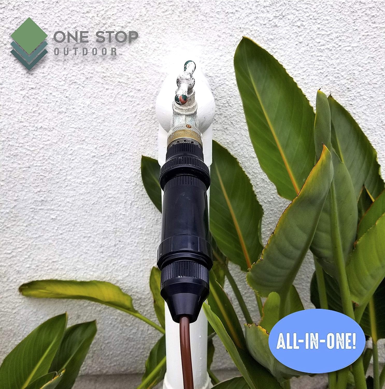 Drip Irrigation Faucet Adapter Connector Kit: Connect 1/4 Inch Tubing to 3/4" Inch Faucet/Garden Hose 25 PSI - Includes Backflow Preventer with Filter, Pressure Regulator, Coupling