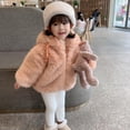 thumbnail image 3 of Fashion Thickening Fleece Outerwear Casual Solid Color Snowsuit Girl's Plus Velvet Faux Fur Winter Princess Hooded Jackets Clothes, 3 of 7