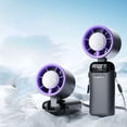 thumbnail image 2 of Gray Handheld Fan with Ice Cooler Semiconductor Rechargeable Portable Pocket Fan, Hand Fan Ai Semiconductor Cooling 21000 Rpm Motor 199-Stepless Speeds 3000Mah Battery 14-Hour Runtime, By Kingtowag, 2 of 9
