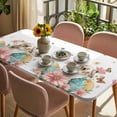 thumbnail image 3 of Easter Rabbit Eggs Table Cloths for 5 Foot Rectangle Tables, Spring Pink Daisy Flowers Butterfly Pastoral Patio Waterproof Elastic Fitted Tablecloths, Washable Rectangular Table Cover for Camping, 3 of 8