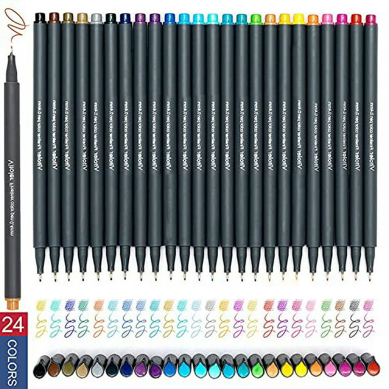 Vitoler 24 Colored Journaling Pens, Fine Line Point Drawing Marker Pens for Writing Journaling Planner Coloring Book Sketching Taking Note Calendar
