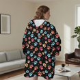 thumbnail image 5 of Dog Paw Print Black Pattern Oversized Sherpa Fleece Wearable Blanket Hoodie, Double-Sided Warm Fuzzy Pullover with Super Pockets for Women & Men, 5 of 6