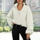thumbnail image 3 of Abrigo Chaqueta de moda con cuello alto y cremallera para mujer, traje diario de color sólido (blanco M) Cgtredaw Blanco T M para Mujer, 3 of 6