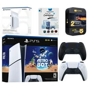 Sony PlayStation 5 Astro Bot Slim Digital Bundle with Disc Drive, Extra Controller, MightySkins Voucher and 2 Year Extended Warranty - Midnight Black
