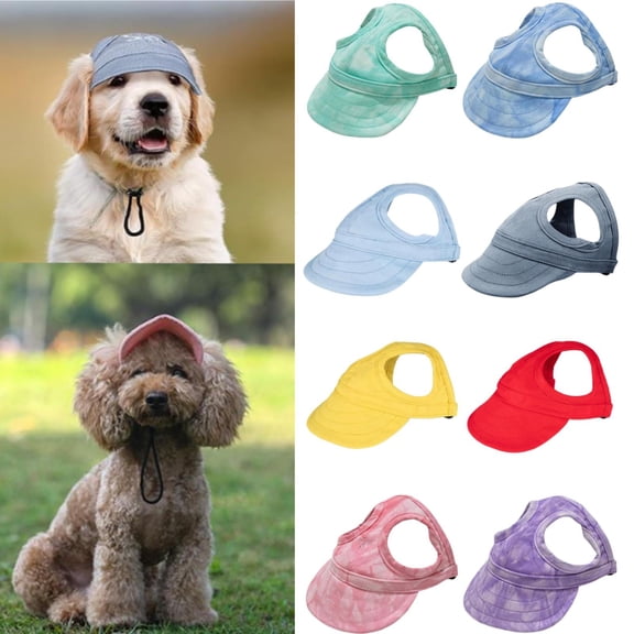 BESEW7 Dog Sun Hat for Large Dogs, Adjustable Baseball Cap with Ear Holes for Summer Outdoor Sport Travel, Pet UV Protection Hat for Dog Costume Light Blue S