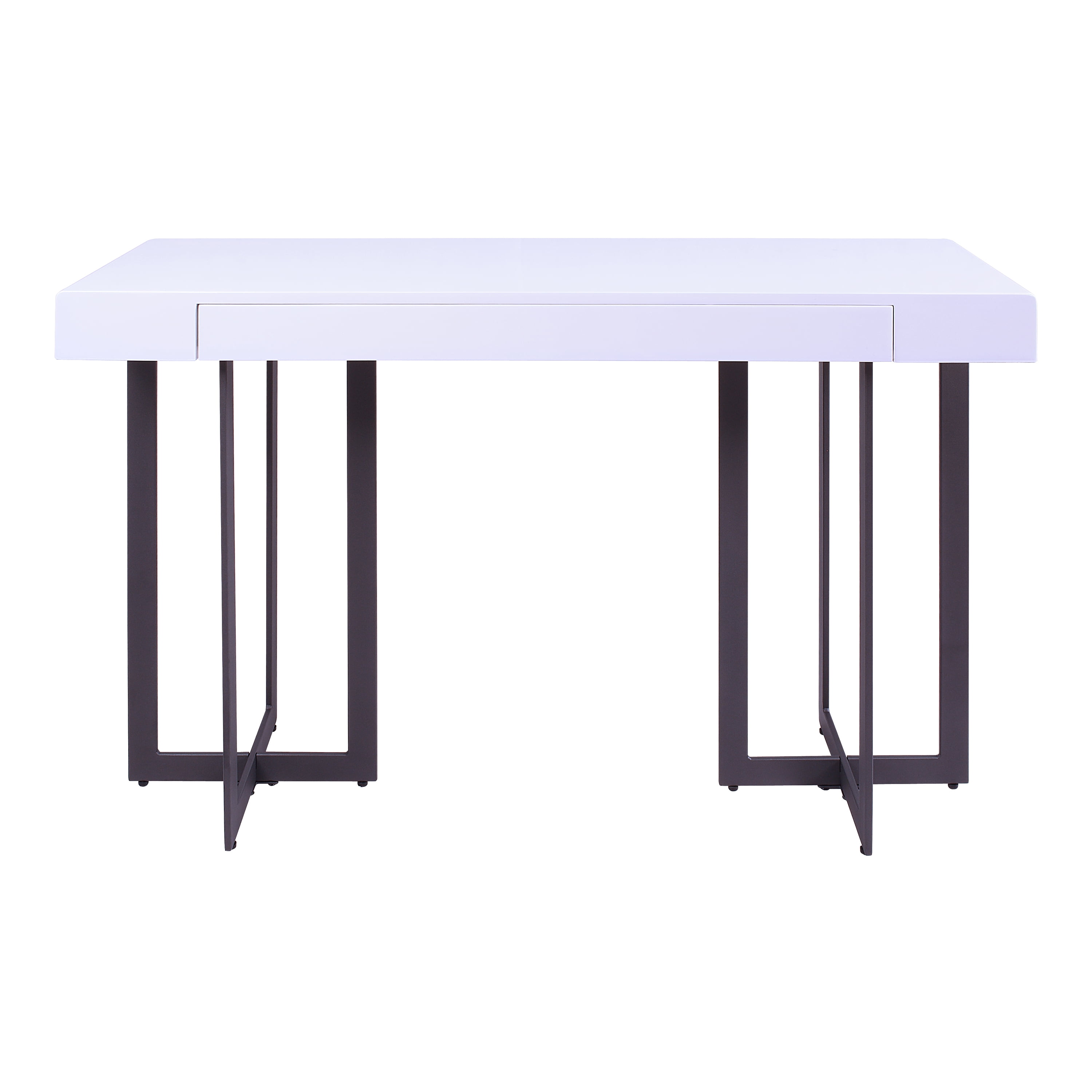 Furniture of America Ariadne 1-Drawer Wood White and Gun Metal Sofa Table