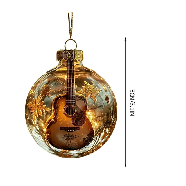 Christmas Tree Ornament Musical Note Acrylic Decoration With Satin Hanging Ribbon 1 pc