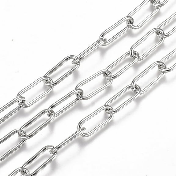 1roll Resistant 304 Stainless Steel Paperclip Chains Drawn Elongated Cable Chains with Spool Unwelded Stainless Steel color Link: 17x7x1.5mm about 16.4 Feet(5m)/roll