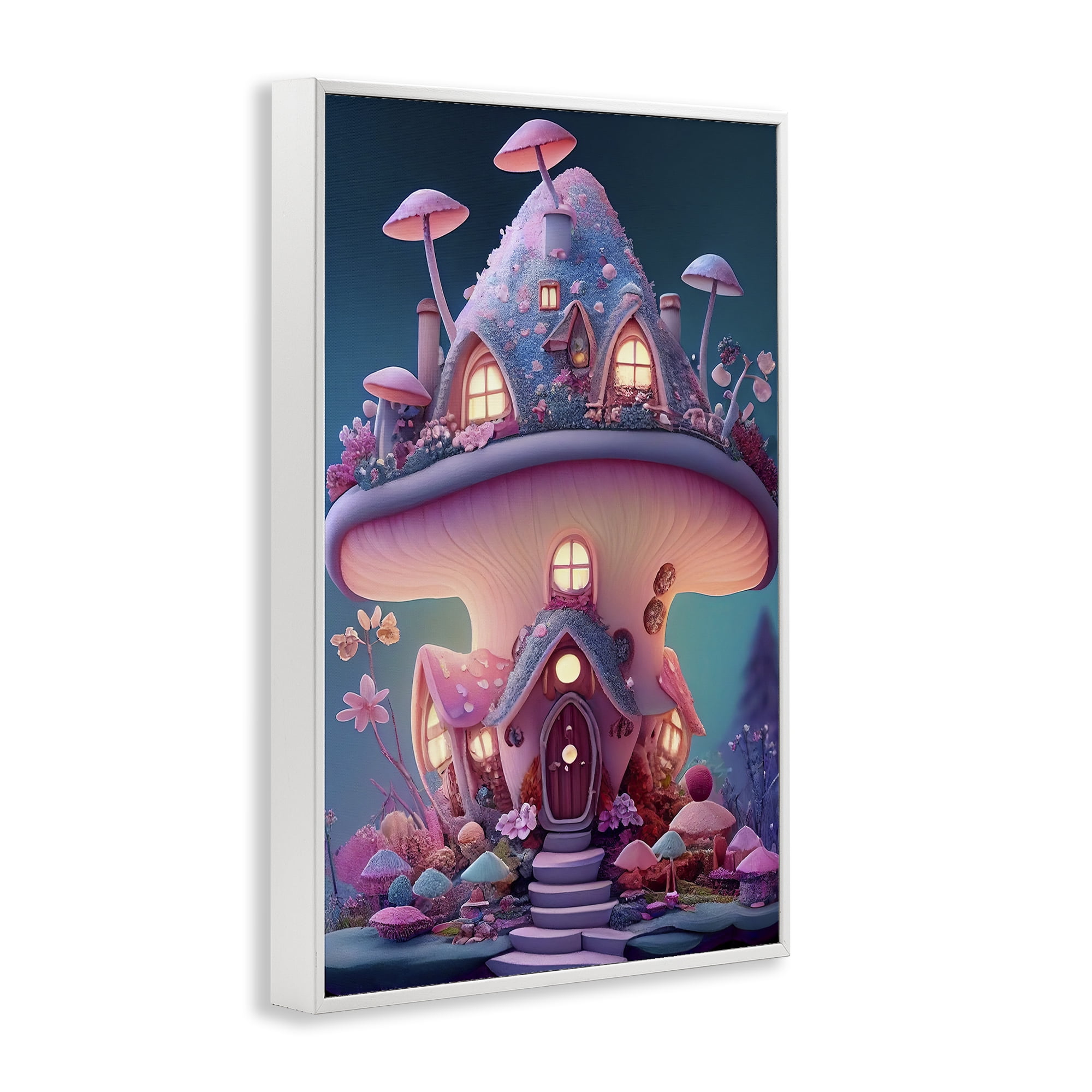 Stupell Industries Mystical Mushroom House Town & City Painting White Framed Art Print Wall Art, 16 x 24
