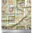 thumbnail image 1 of Soimoi Georgette Viscose Fabric Bird & Reindeer Face Patchwork Decor Fabric Printed Yard 42 Inch Wide, 1 of 3