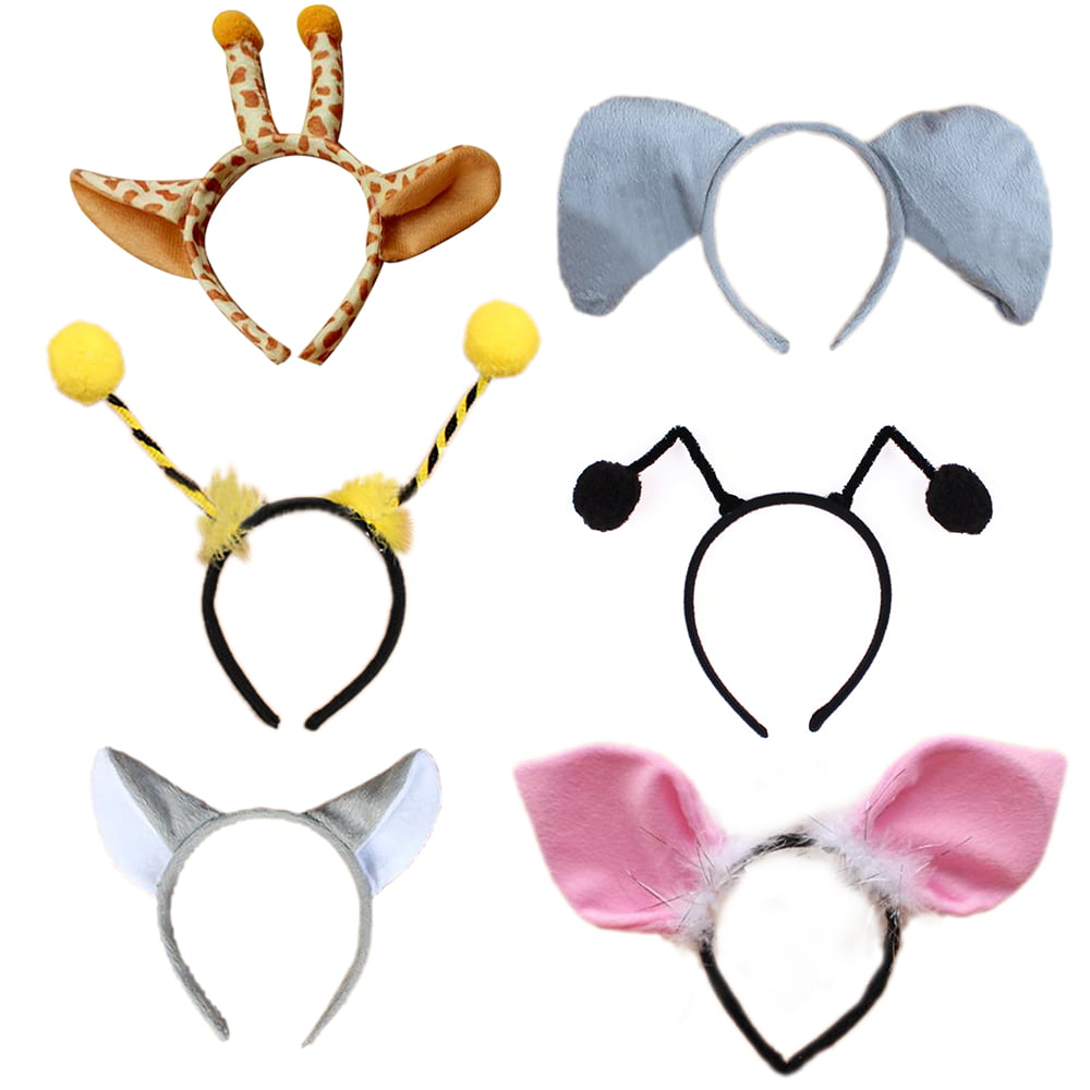 TOPTIE 6 PCS Assorted Zoo Animal Ears Headband, Jungle Safari Animals ...